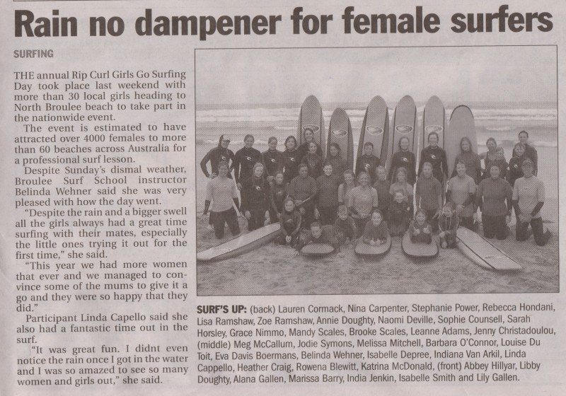 rain no dampener for female surfers